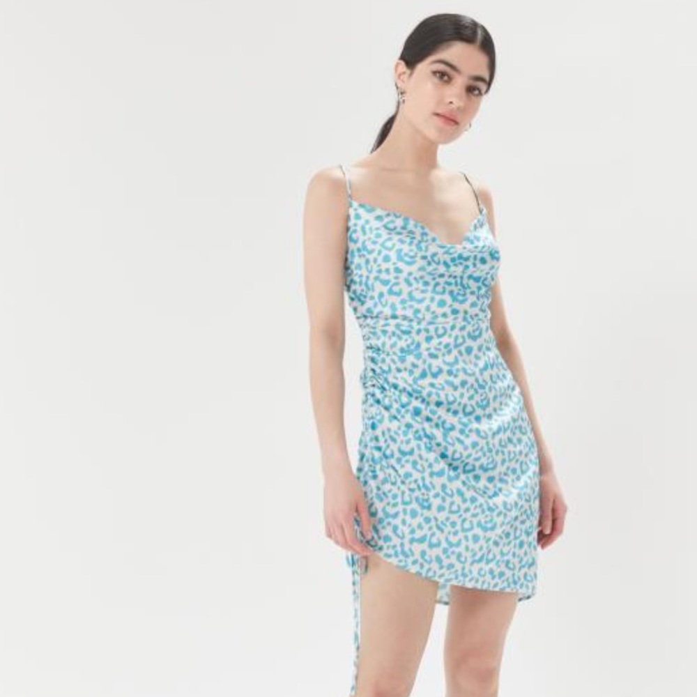 Blue leopard mini dress NWT